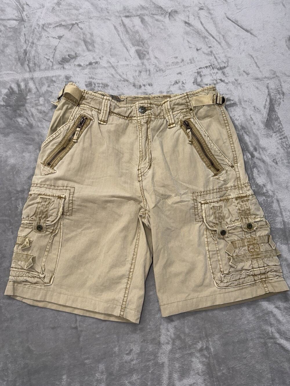 Jet Lag Mens Cargo Shorts Men’s Size 36 Khaki Baggy Organic Sanforized Utility